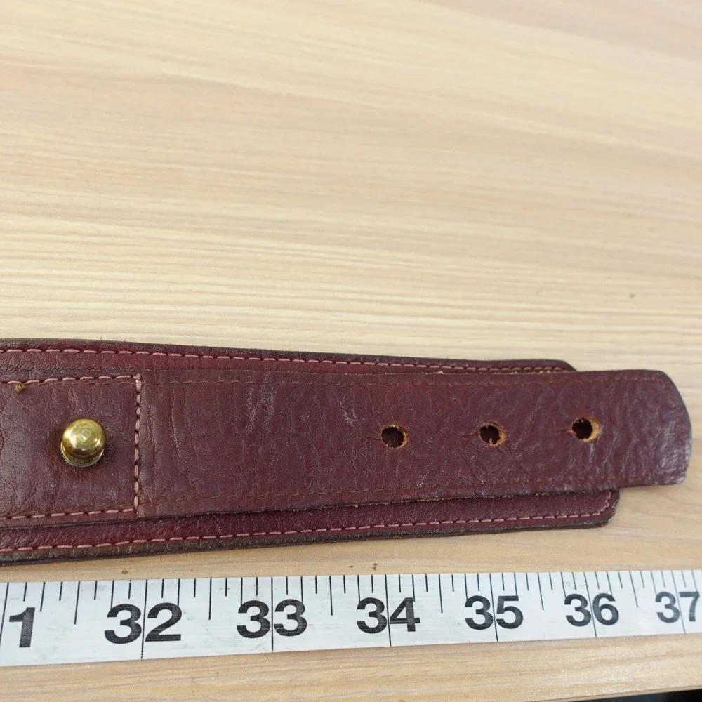 90s VINTAGE Talbots Belt Womens Medium Leather Gold Dress Western Logo Holiday